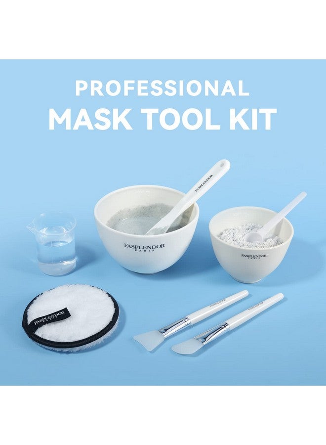Fasplendor Face Mask Mixing Bowl Set with Silicone Facial Bowls, Brushes, Spatula, Measuring Cup + Scoop, Reusable Makeup Pad, Stylish Makeup Bag, 8 in 1 Esthetician Tool Kit, SPA Quality  - Image 2