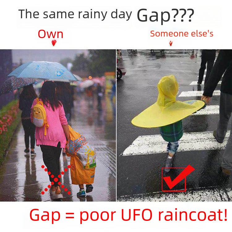 Children'S Flying Saucer Raincoat Little Yellow Duck Cloak Cartoon Poncho Kindergarten Kids Baby Rain Hat - Image 5