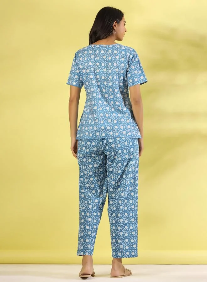 سانسكريتي هومز Sanskrutihomes Cotton All Over Print Top and Pyjama Set