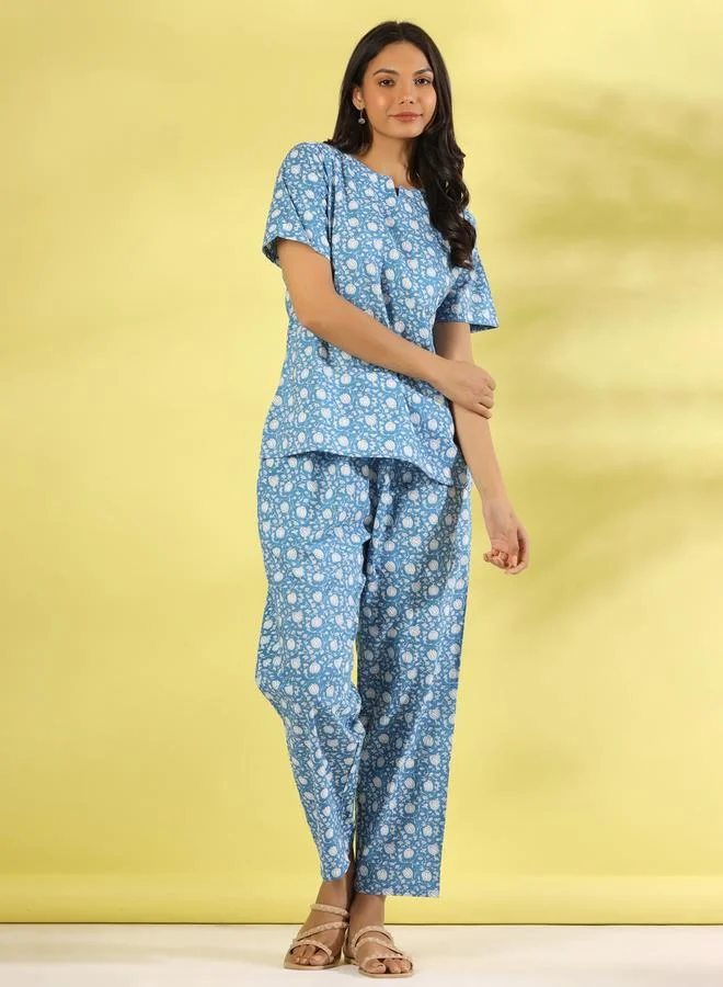 سانسكريتي هومز Sanskrutihomes Cotton All Over Print Top and Pyjama Set