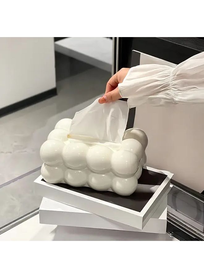 White Cloud Shaped Tissue Box With Spring Loaded Napkin Holder 1pc - Image 5