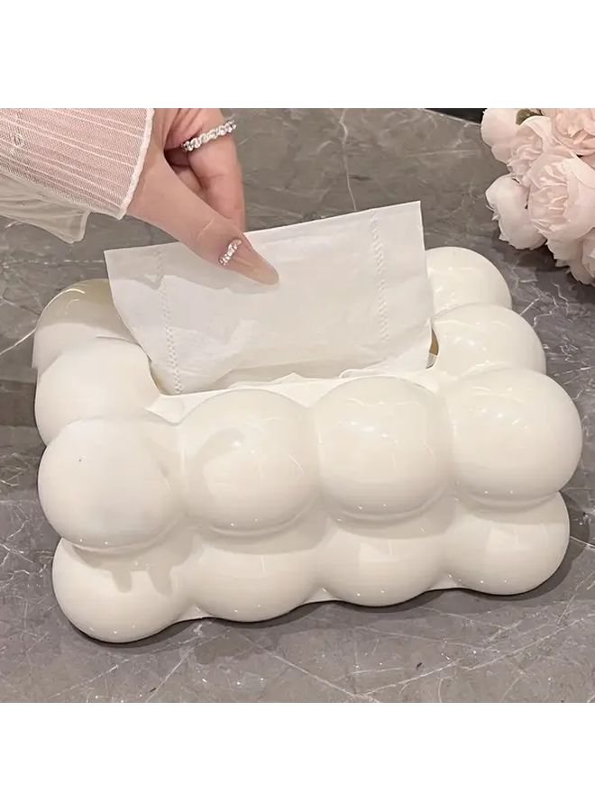 White Cloud Shaped Tissue Box With Spring Loaded Napkin Holder 1pc - Image 2