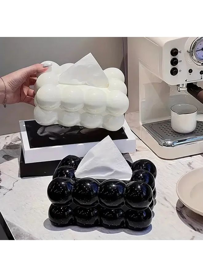 White Cloud Shaped Tissue Box With Spring Loaded Napkin Holder 1pc - Image 1