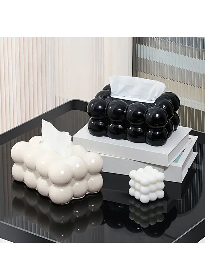 White Cloud Shaped Tissue Box With Spring Loaded Napkin Holder 1pc - Image 4