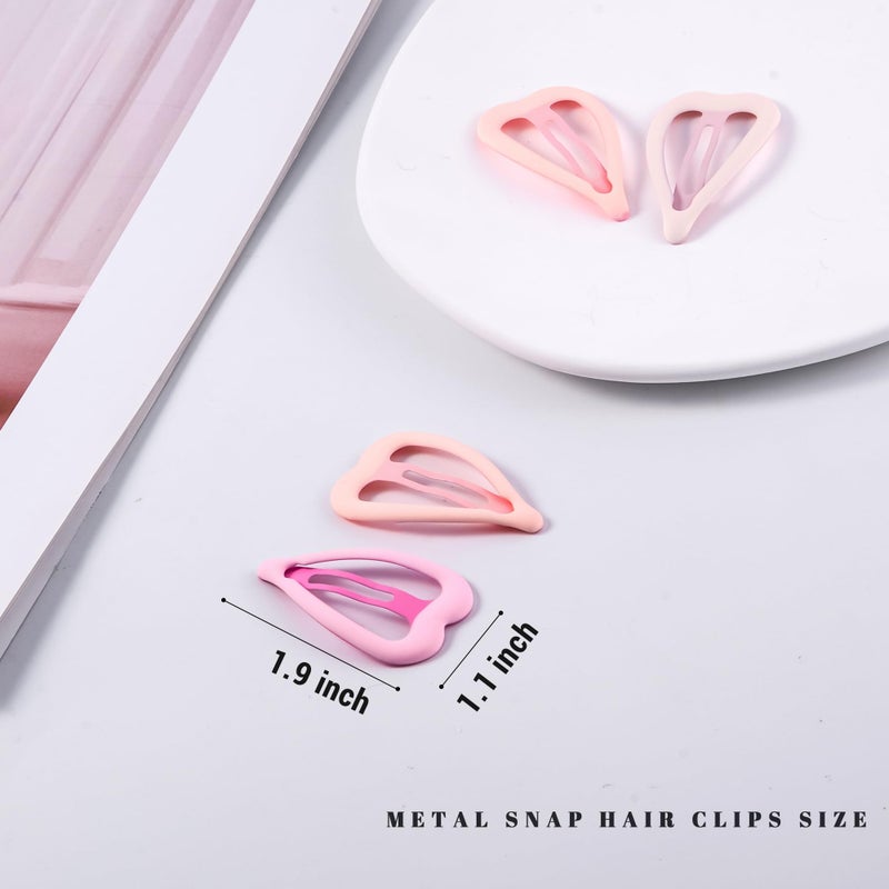 Cptots 12 PCS Metal Snap Hair Clips Heart Shape Barrettes for Women Non Slip Accessories For Thick and Thin Fine Hair,Pink,1.9 x 1.1 Inches. - Image 2