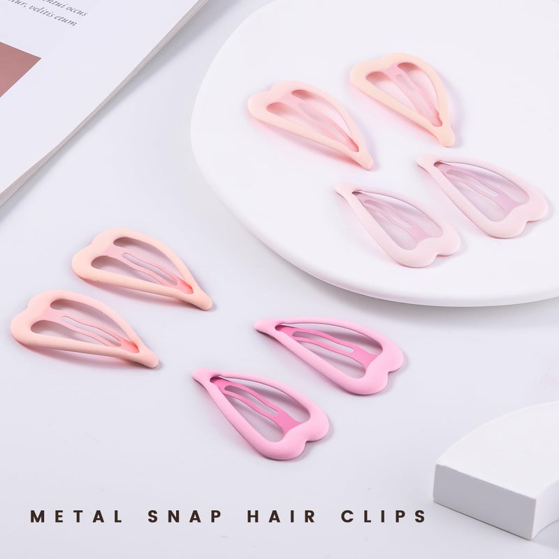 Cptots 12 PCS Metal Snap Hair Clips Heart Shape Barrettes for Women Non Slip Accessories For Thick and Thin Fine Hair,Pink,1.9 x 1.1 Inches. - Image 3