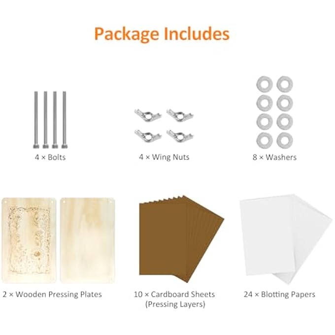 FLOWER PRESS SET WOODEN PRESS FOR PLANTS 28 X 18 CM, DIY CRAFT KIT FOR PRESSING AND DRYING FLOWERS AND PLANTS, REUSABLE CRAFT KIT FOR ADULTS AND CHILDREN FOR NATURE LOVERS - Image 2