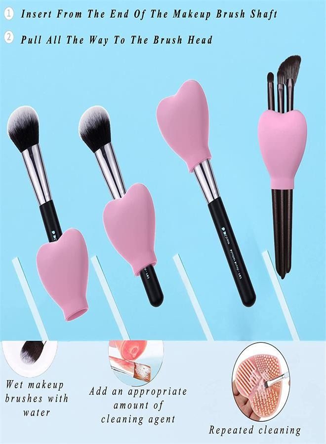 Generic Makeup Brush Sets 9-Piece Makeup Brush Covers with Makeup Brush Cleaning Mat Dustproof Makeup Brush Protector Cap Reusable Organizer for Storage & Travel - Image 4