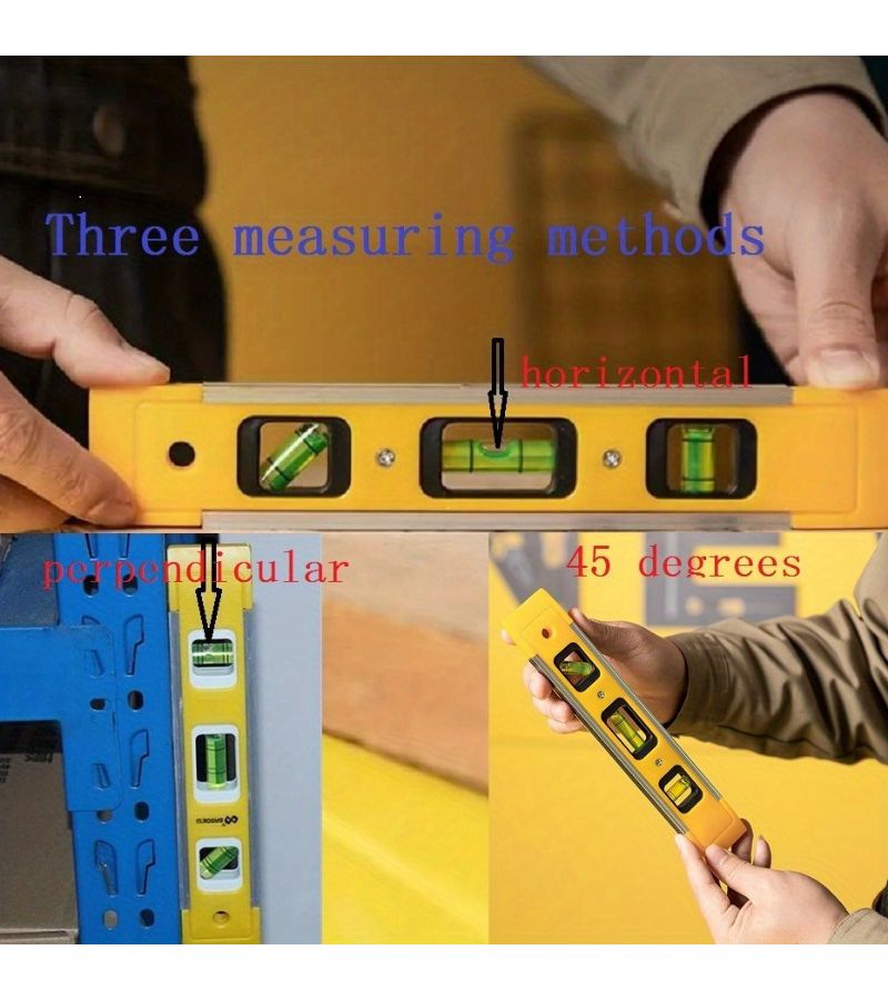 3 In 1 Magnetic Spirit Level Professional Precision Tool Easy To Read Yellow Beam 1pc - Image 1