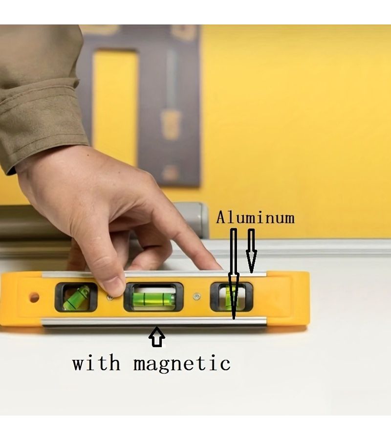 3 In 1 Magnetic Spirit Level Professional Precision Tool Easy To Read Yellow Beam 1pc - Image 4