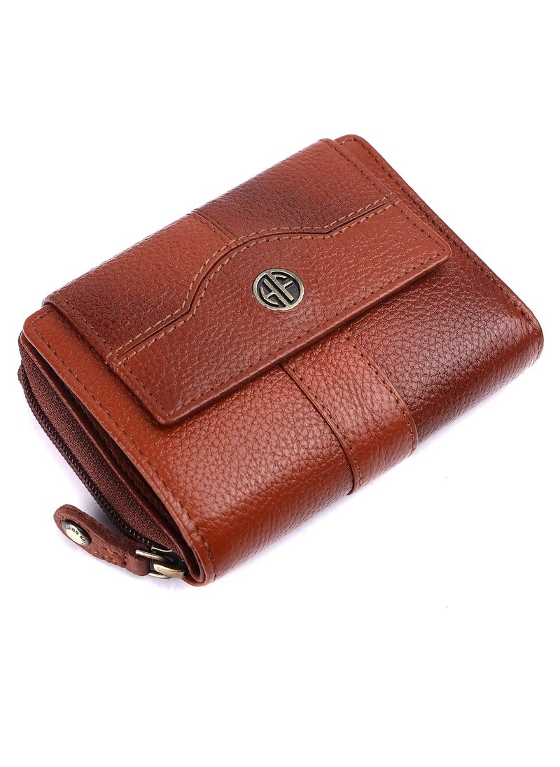 HAMMONDS FLYCATCHER Wallet for Women - Leather Ladies Wallet - Tan - 14 Card Slots - RFID Protection - 3 ID Card Slots - Women's Wallet - Button Closure -Hand Wallet - Daily Use, Money Purse | D7N1  - Image 1