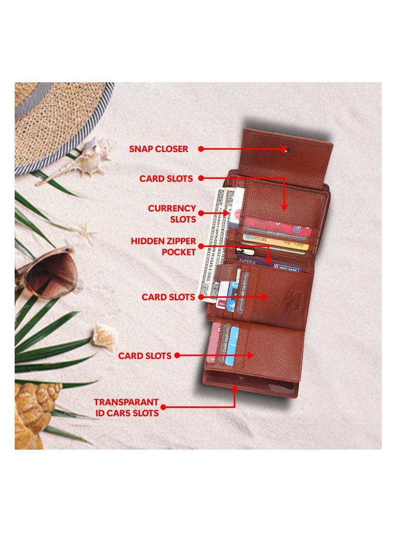 HAMMONDS FLYCATCHER Wallet for Women - Leather Ladies Wallet - Tan - 14 Card Slots - RFID Protection - 3 ID Card Slots - Women's Wallet - Button Closure -Hand Wallet - Daily Use, Money Purse | D7N1  - Image 4