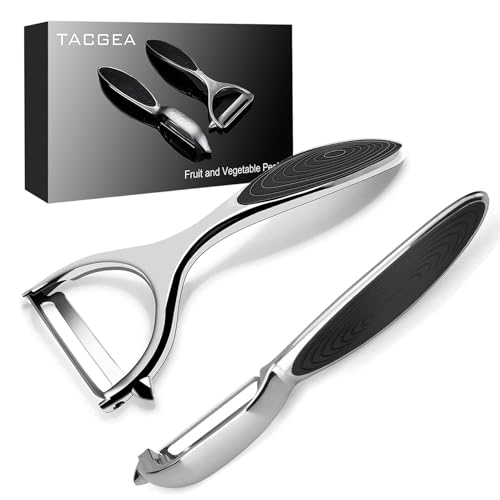 TACGEA Vegetable Peeler for Kitchen, Potato Peelers for Fruit Straight Blade, Durable Non-Slip Handle, Set of 2 - Image 1