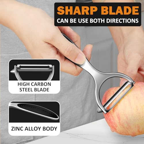 TACGEA Vegetable Peeler for Kitchen, Potato Peelers for Fruit Straight Blade, Durable Non-Slip Handle, Set of 2 - Image 3