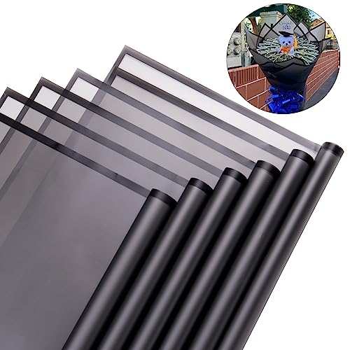 VOWOVOSDAY 20 Pcs Black border Flower Wrapping Paper,Waterproof Valentine's Day Bouquet Wrapping Paper 23x23Inch Used for DIY Crafts, Gift Packaging, Flower Shop Bouquet Packaging (20, Black) - Image 1