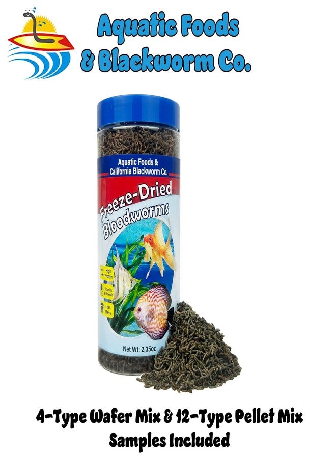 Aquatic Foods Inc. ديدان الدم من شركة أكواتيك فودز، ديدان دم مجففة بالتجميد من الدرجة الأولى، عائمة، مناسبة لأسماك السيكلد، والديسكس، والسمك الذهبي، والبيتا، وسمك الملائكة، والأسماك البحرية. تتضمن العبوة مزيجًا من 12 نوعًا من الحبيبات ومزيجًا من 4 أنواع من الرقائق. وزن العبوة 2.35 أونصة. - Image 2