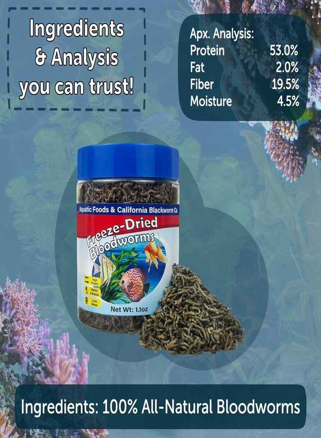 Aquatic Foods Inc. ديدان الدم من شركة أكواتيك فودز، ديدان دم مجففة بالتجميد من الدرجة الأولى، عائمة، مناسبة لأسماك السيكلد، والديسكس، والسمك الذهبي، والبيتا، وسمك الملائكة، والأسماك البحرية. تتضمن العبوة مزيجًا من 12 نوعًا من الحبيبات ومزيجًا من 4 أنواع من الرقائق. وزن العبوة 2.35 أونصة. - Image 4