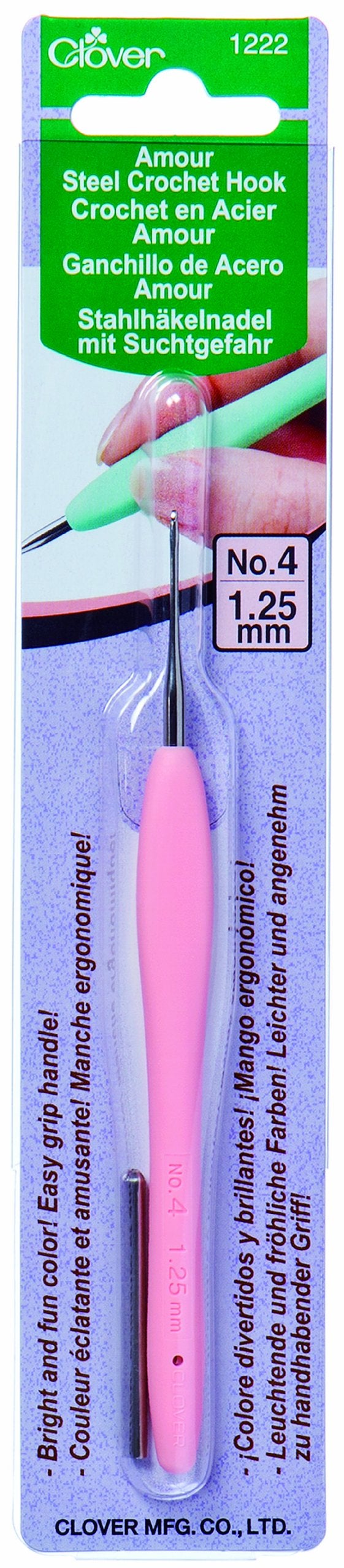 Clover 1222 Amour Steel Crochet Hook No. 4, 1.25mm , Pink - Image 3