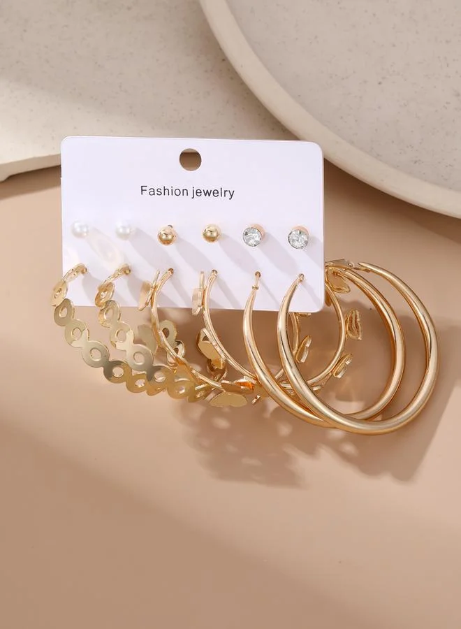 Take Two  Set of 6 - Golden Hoop Earring for Women | Best Price UAE