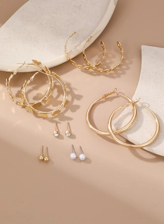 Take Two  Set of 6 - Golden Hoop Earring for Women | Best Price UAE
