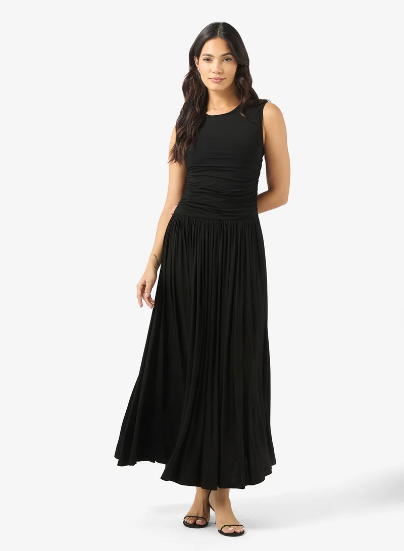 Ruched Sleeveless Maxi Dress