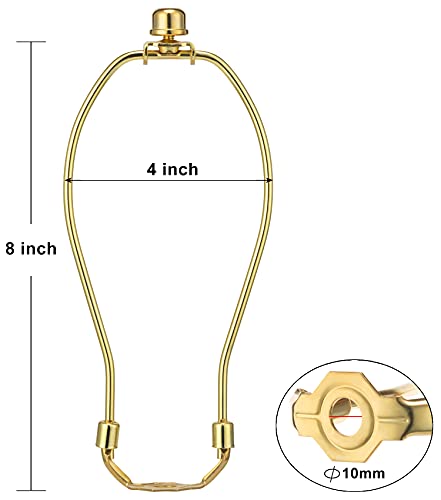 Qc Brass 8 Inch Lamp Harp - 2 Set, Detachable Shade Holder for Table & Floor Lamps, Heavy Duty Bracket with Standard Saddle & Finial - Image 3