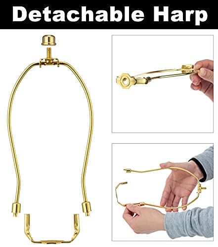Qc Brass 8 Inch Lamp Harp - 2 Set, Detachable Shade Holder for Table & Floor Lamps, Heavy Duty Bracket with Standard Saddle & Finial - Image 4