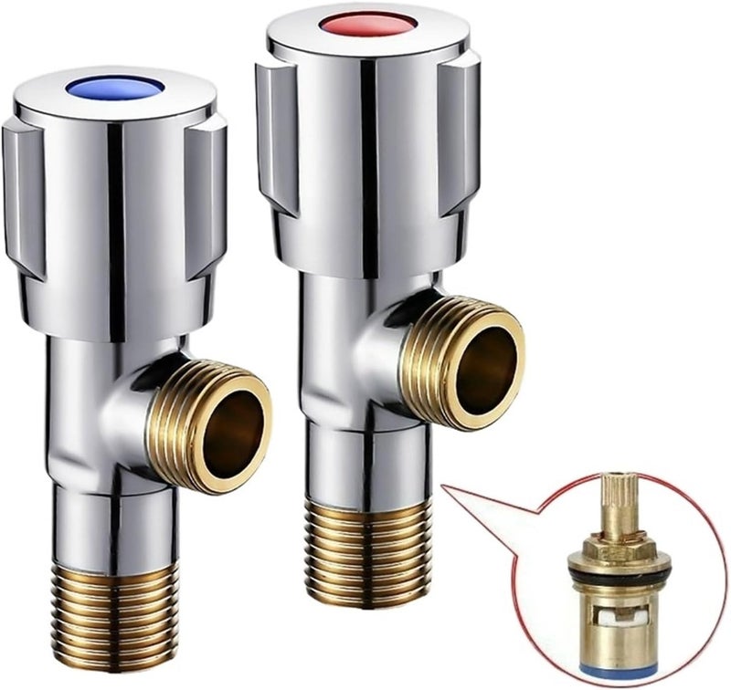 Quick Open Faucet Valve for Bathroom Kitchen Toilet Sink 1/2 Copper Angle Stop Hot and Cold Water(Blue) - Image 1