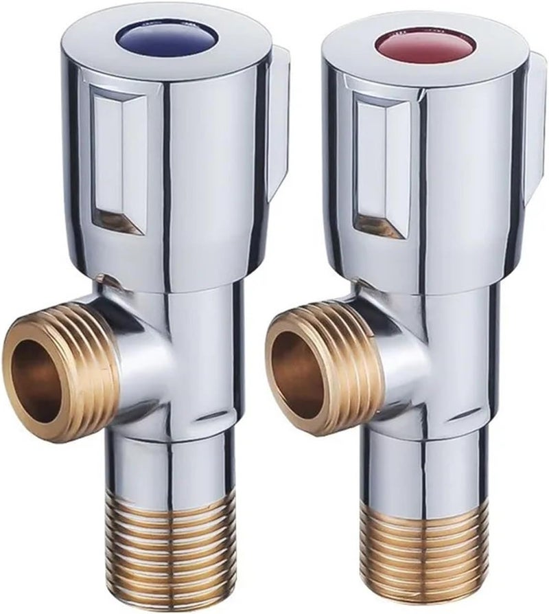 Quick Open Faucet Valve for Bathroom Kitchen Toilet Sink 1/2 Copper Angle Stop Hot and Cold Water(Blue) - Image 4