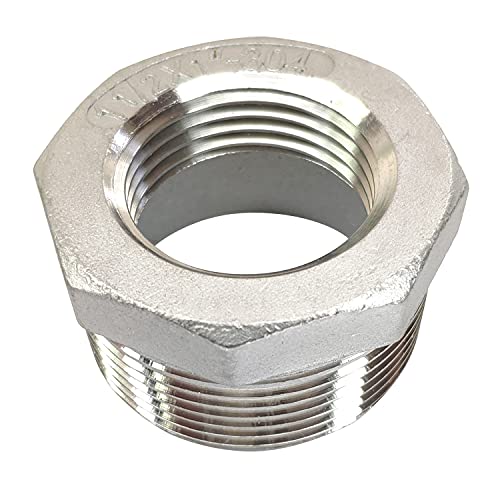 LOZOME 1-1/2" Male x 1" Female Thread Reducer Bushing Pipe Fitting, Adapter, Stainless Steel SS 304 NPT Reducer Bushing Pipe Hose Fitting - Image 4