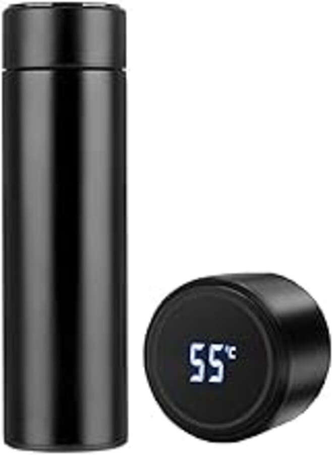 Qualimate Vacuum Flask Water Bottles with LED Temperature Display Perfect for Hot and Cold Drinks Stainless Steel Smart Insulated Thermos Bottle 500ml (Multi Color)