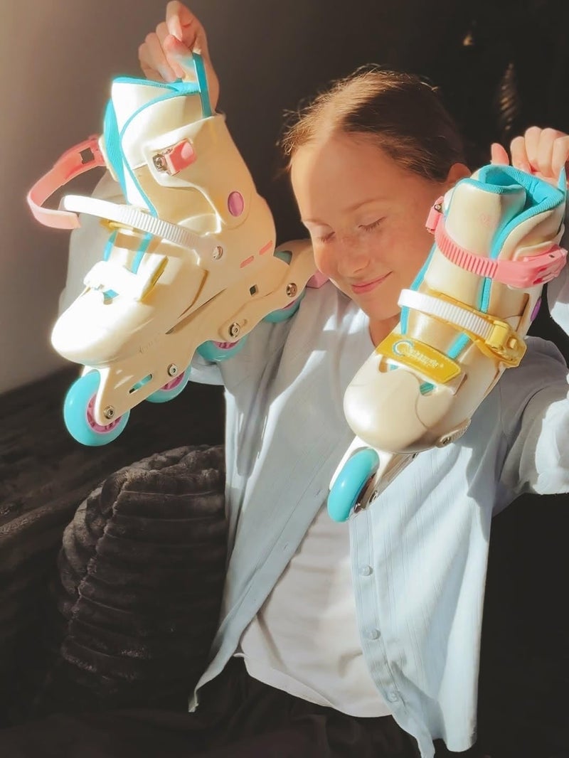Nattork Adjustable Inline Skates for Kids and Teens - White - Image 3