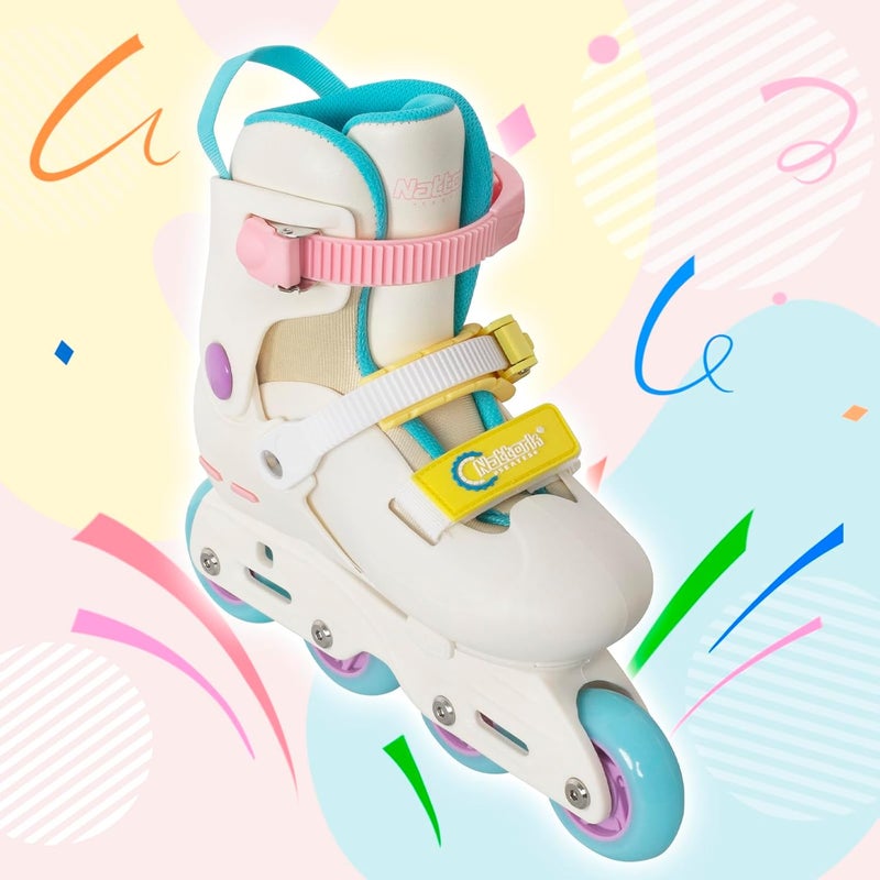 Nattork Adjustable Inline Skates for Kids and Teens - White - Image 5