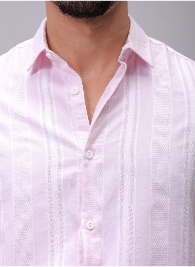 The Indian Garage Co Men Slim Fit Striped Full Sleeves Cutaway Collar Resort Wear Shirt  - Image 5