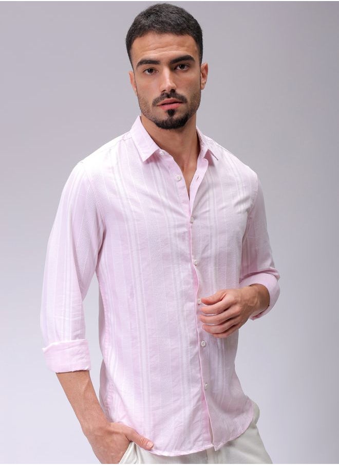 The Indian Garage Co Men Slim Fit Striped Full Sleeves Cutaway Collar Resort Wear Shirt  - Image 4