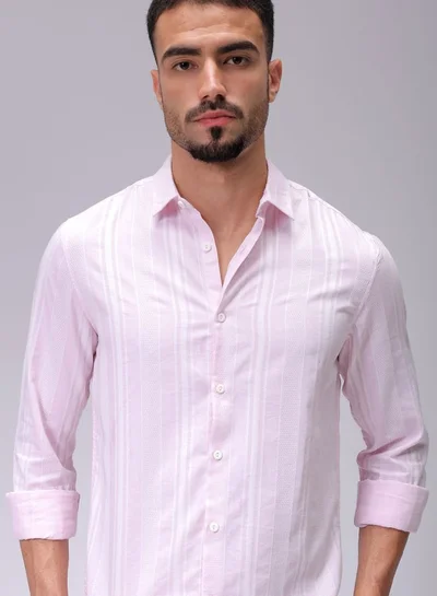 The Indian Garage Co Men Slim Fit Striped Full Sleeves Cutaway Collar Resort Wear Shirt