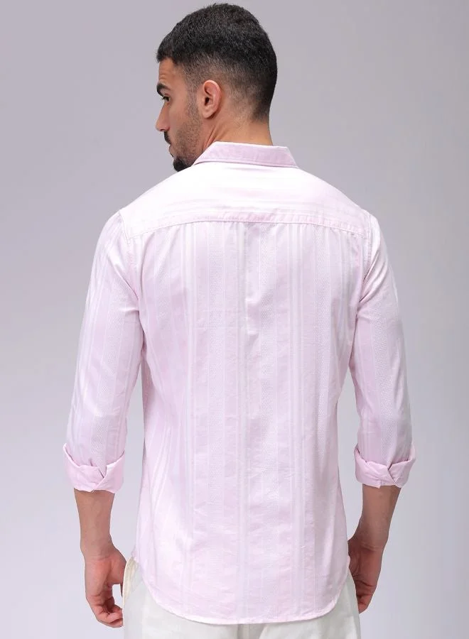 The Indian Garage Co Men Slim Fit Striped Full Sleeves Cutaway Collar Resort Wear Shirt