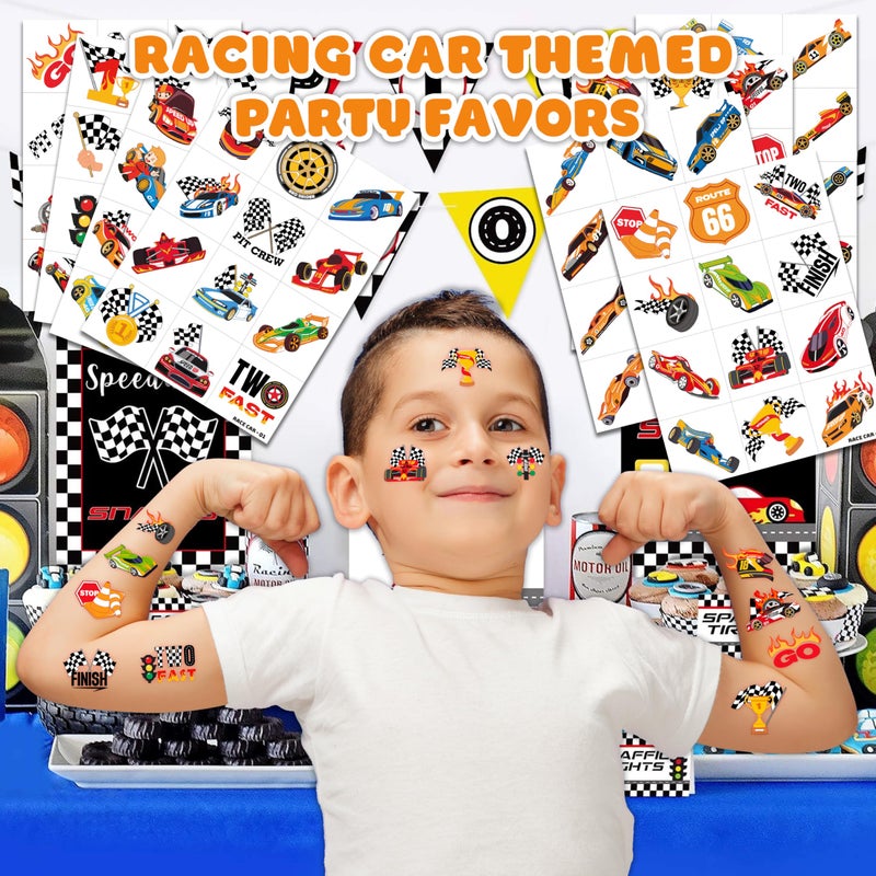 91TATTOOS 96 PCS Racing Car Pre-Cut Temporary Tattoos for Kids | Super Cute Racing Car Themed Birthday Party Favors, Supplies, Decorations, Fake Tattoo Stickers (Multiple) - Image 2
