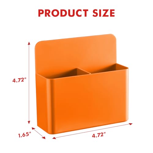 BEYGORM 2 Pack Plastic Magnetic Pen Holder for Refrigerator, Dry Erase Marker Holder for Whiteboard，Magnet School Locker Organizer Accessories, Pencil Cup, Pen Caddy, Classroom Organization(Orange) - Image 2