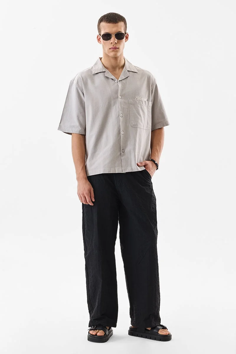 سنيتش Light Grey Solid Half Sleeve Boxy Shirt