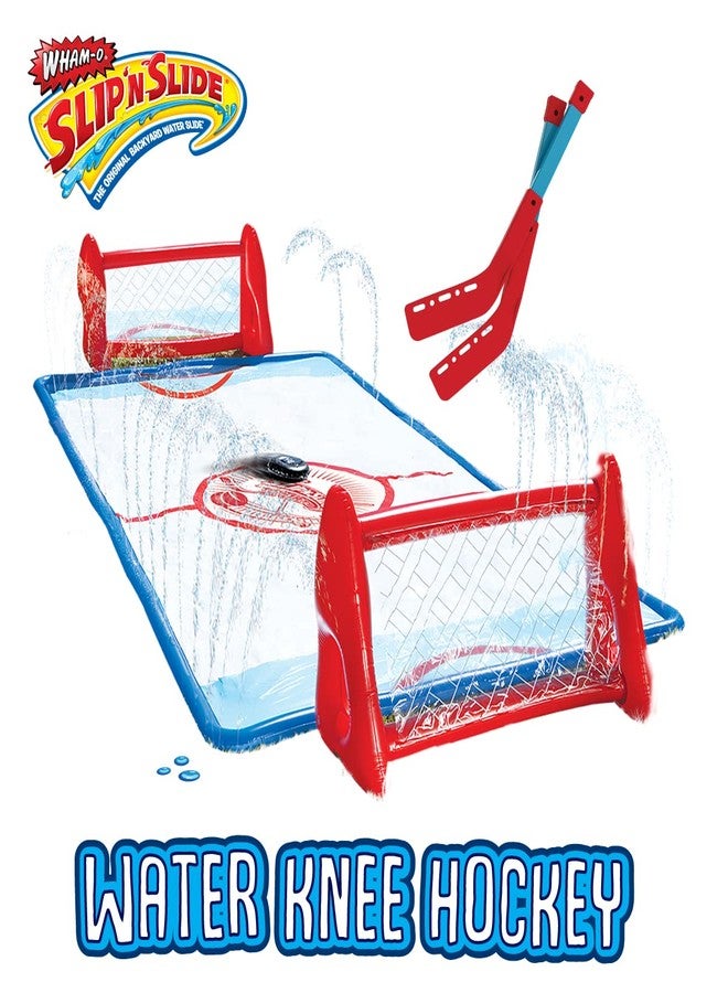 وامو مجموعة أهداف هوكي الركبة المائية Wham-O Slip N Slide للحديقة الخلفية تتضمن هدفين قابلين للنفخ، وعصا هوكي، وقرص هوكي قابل للنفخ - Image 3
