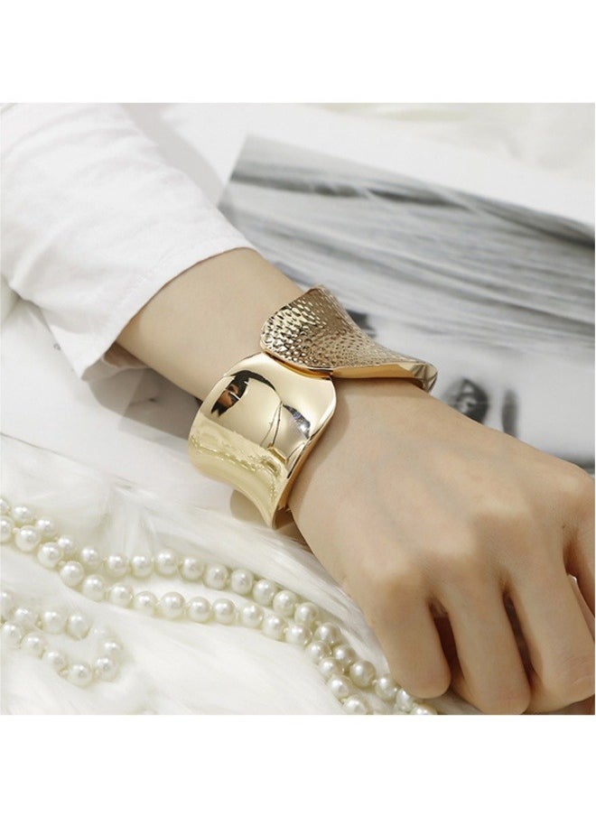 ILovhaprty - 1Pcs Bangles Bracelets for Women Chunky Polished-Finish Wrist Cuff Wrap Bangle Opening Wide-Grooved Statement Fashion Jewelry Bracelet for Women - Image 1