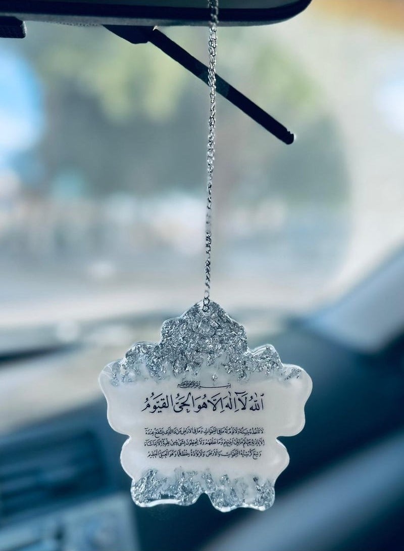 An elegant car pendant embroidered with silver leaf from luxurious resin - Image 2