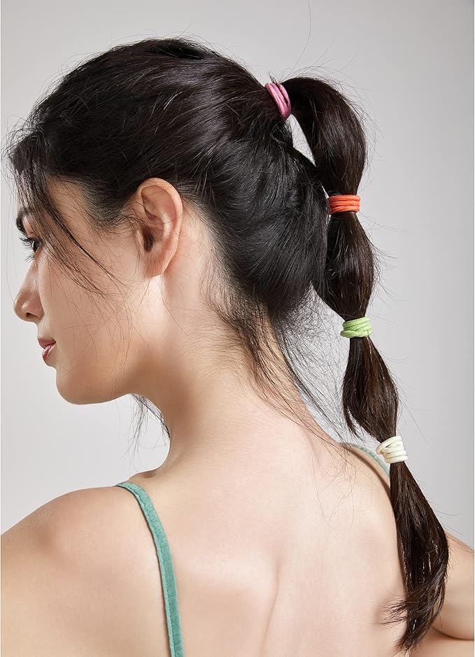 Dofash 30Pcs Super Elastic Hair Ties Ponytail Holders No Crease Hair Bands for Women Girls Thick Hair 16x4mm BeigeBlonde
