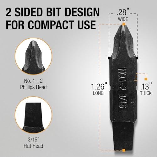 Samorillo [3 Pack] Replacement Two-Sided Screwdriver Bit For Leatherman Multi-Tool - #1-#2 Phillips Head + 3/16 Flat Head - Add Or Replace Your Multitool Screwdriver - Exact Fit For Most Leatherman Multi Tools - Image 4
