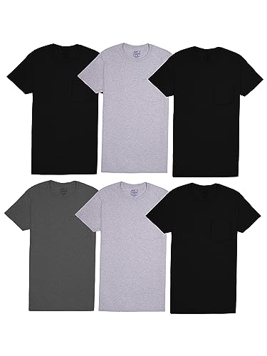 Fruit of the Loom Mens Eversoft Cotton Short Sleeve Pocket T-Shirts, Breathable & Tag Free Underwear, 6 Pack - Colors May Vary, Medium US - Image 1
