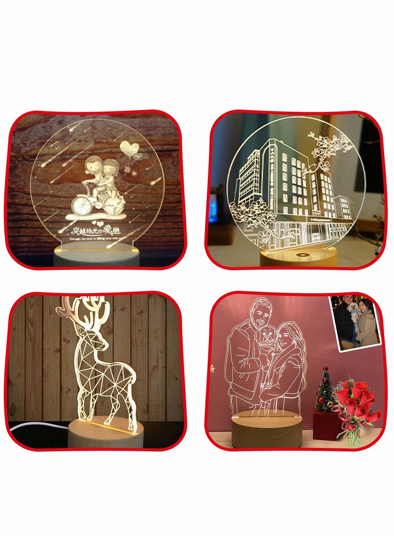 Excefore Wood Light Display Base Sets Wooden LED Display Base Crystal Glass Light Base Stand Wood LED Display Stand for Glass Resin Art, 2Pcs  - Image 5