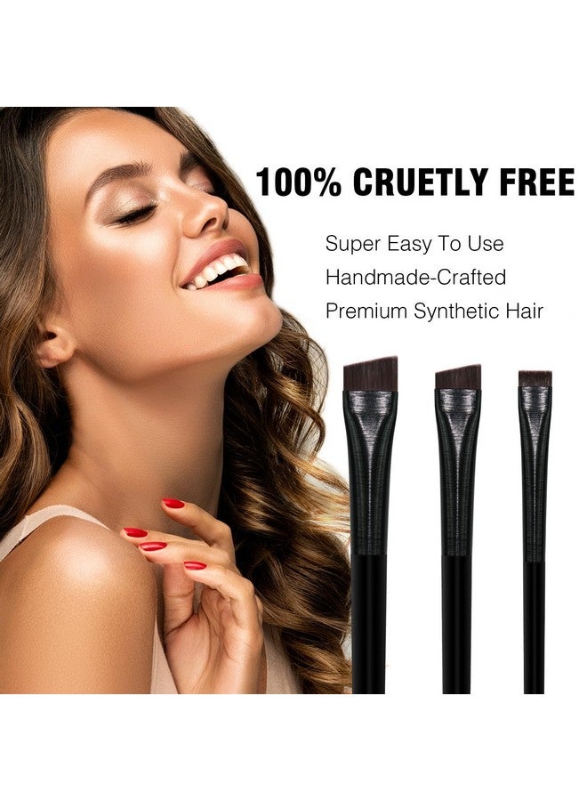 Banidy Eyeliner Brush Brow Tint Brushes Eyebrow Brushes Set Fine Angled Point Angled Slanted Tinting Brushes Ultra Thin Flat Makeup Brush Premium Eyebrow Brush Precision Gel Professional Soft Synthetic Hairs - Image 2