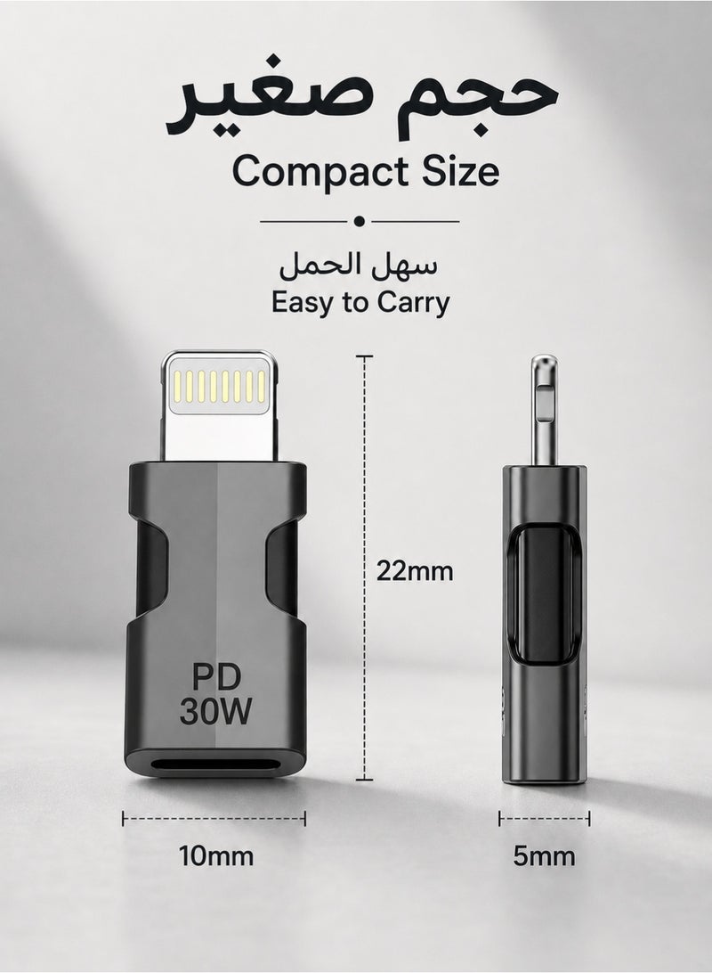 ORYXA Type-C to Lightning Adapter, 30W PD Fast Charging Converter, Compact USB-C Female to Lightning Male, Plug & Play, for iPhone & iPad, Compatible with iOS Devices & PD Chargers - Image 2