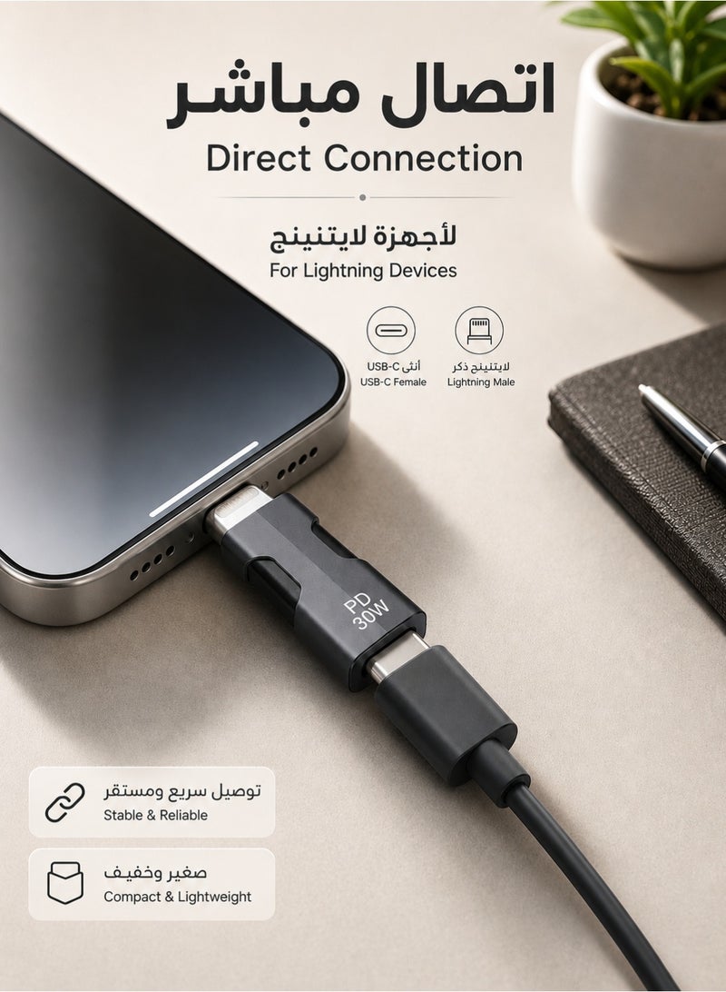 ORYXA Type-C to Lightning Adapter, 30W PD Fast Charging Converter, Compact USB-C Female to Lightning Male, Plug & Play, for iPhone & iPad, Compatible with iOS Devices & PD Chargers - Image 4